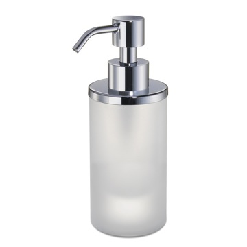 Soap Dispenser, Windisch 90463M-CR, Round Frosted Crystal Glass Soap Dispenser